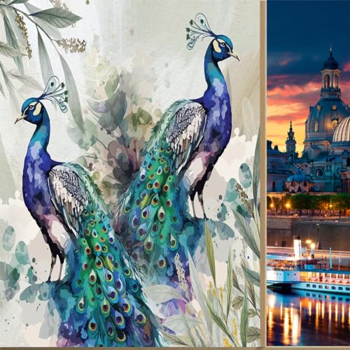 COALHO Aquarell Pfau Privatsphäre Verdunkelung Fensterfolie Retro Tier Bunte Pfau Thema Muster Wiederverwendbar Selbstklebend Isolierte Fensteraufkleber 90 B x 200 L cm x 1 Stück von COALHO