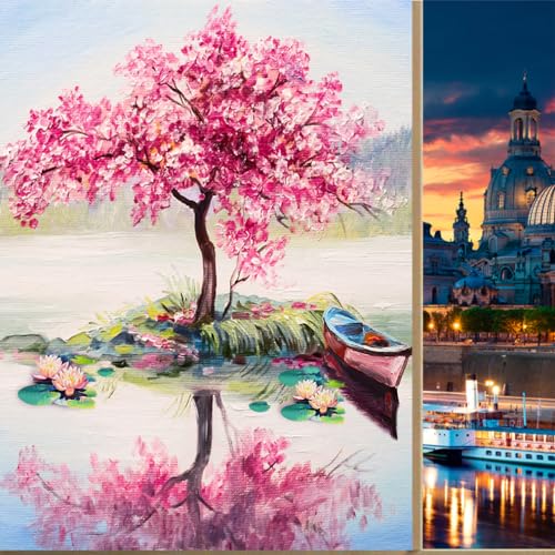 COALHO Aquarell Schöne Blumen Privatsphäre Verdunkelung Fensterfolie Japanische Kirschblüte Lotusblatt Boot Reflexion Wiederverwendbar Selbstklebend Isolierte Fensteraufkleber 45 B x 60 L cm x 1 Stück von COALHO