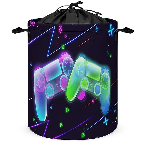 COALHO Bunte Gaming-Tasten, freistehend, wasserdicht, Wäschekorb, Jugendliche, Herrenzimmer, Dekoration, Gamepad, Videospiele, Gamer, freistehend, wasserdicht, Wäschekorb, 35 x 35 x 44 cm (B x L x H) von COALHO