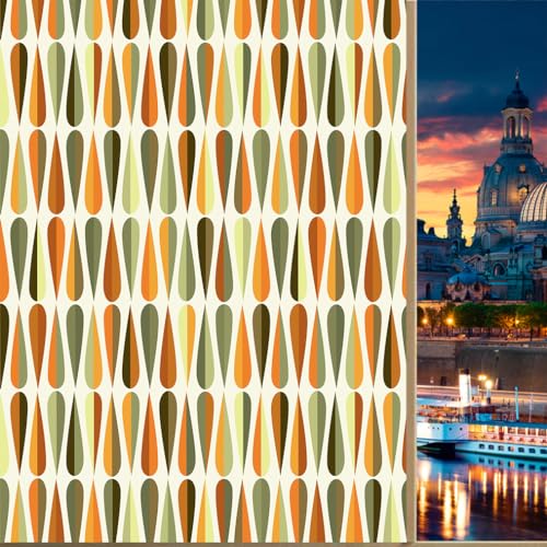 COALHO Retro Mid Century UV-blockierende Fensterfolie, abstrakte moderne Kunst, bunt, Regenbogen-geometrisch, Mitte des Jahrhunderts, Fensterschutz, statisch, dekorative Fensteraufkleber, 60 x 120 cm, von COALHO