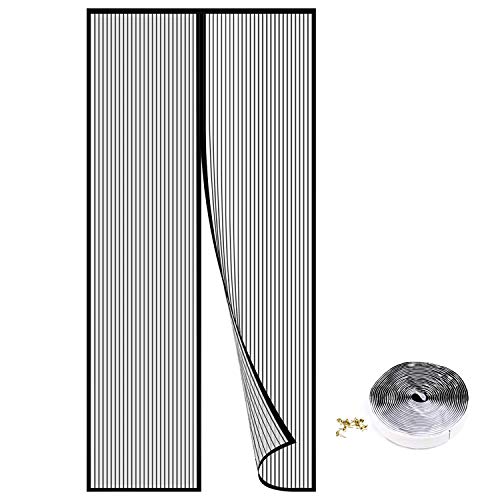 COAOC Fliegengitter TüR Magnetisch, Magnetischer Insektenvorhang Insektenschutz Geeignet für Schlafzimmertüren Balkontüren - Black 130x265cm(51x104inch) von COAOC