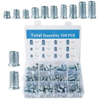 130 Stück Holzgewindeeinsatz, Holzschraubenmutter Innensechskantbund, M6/M8/M10 Holzgewindeeinsatz, mit Sortierbox, zur Bearbeitung von von COAVAS