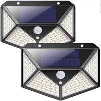 2er-Pack 100 LED-Solarleuchten für den Außenbereich, mit Bewegungsmelder, IP65 wasserdicht für den Außenbereich, mit 3 Modi, für Garten, Zaun, von COAVAS