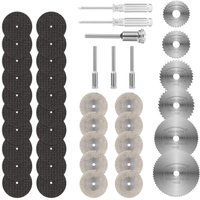 36-teilige Mini-Diamant-Trennscheibe, Trennscheiben für Dremel, HSS-Harz-Kreissägeblatt mit 5 SC-Dornen und 2 Schraubendrehern zum Schneiden von von COAVAS