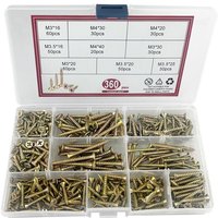 360 Stück selbstschneidende Holzschrauben, extra stark, gelb verzinkt, Pozidriv-Kreuzschlitz-Bohrschrauben, Kreuzschlitz-Flachkopfschrauben, von COAVAS