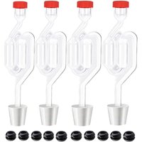 4 Stück Gärspund, transparente Gärspunde aus Kunststoff mit Stopfen + 4 perforierte Silikonstopfen (8 mm Öffnung) + 10 Tüllen, Gärauslassventil zum von COAVAS