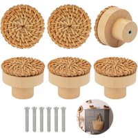 6 Stück Holz Rattan Möbelknöpfe, Holz Möbelgriff, Schubladenknopf, Türknöpfe für Schränke, Runde Holz Möbelknöpfe, Holz Möbelknopf für Schlafzimmer 6 Stück Holz Rattan Möbelknöpfe, Holz Möbelgriff, Schubladenknopf, Türknöpfe für Schränke, Runde Holz Möbelknöpfe, Holz Möbelknopf für Schlafzimmer von COAVAS
