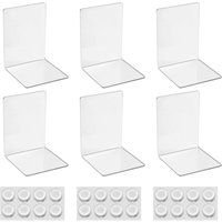 6er-Packung durchsichtige Buchstützen aus Acryl, transparente rutschfeste Buchstopper mit Anti-Rutsch-Aufklebern, für die Büroorganisation, klare von COAVAS