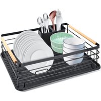 Abtropfgestell aus Edelstahl mit Besteckkorb und herausnehmbarer Tropfschale von COAVAS