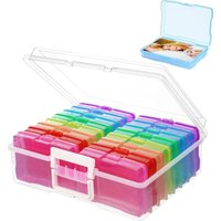 Aufbewahrungsbox aus Kunststoff mit 16 Innenhüllen – 4 x 6 Zoll große, durchsichtige Fotoboxen und durchsichtige Aufbewahrungsbox für Bastelarbeiten von COAVAS