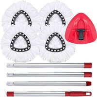 Ersatz-Moppkopfbasis, Griff kompatibel mit O Cedar EasyWring Mikrofaser-Mopp, 4 Moppkopf-Nachfüllungen, 30-58 Zoll Griffkombination aus 1 Moppbasis von COAVAS