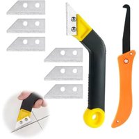 Fugenschaber, 9er Set Fliesenfugenschaber mit 7 Ersatzklingen und 1 Winkelsäge, Rasierklingenschaber Reinigung für Fliesen, Fliesenfugenschaber von COAVAS