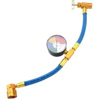 R134A Kältemittel-Ladeschlauch aus Metall für Klimaanlagen mit Manometer für Autos (1/2-Gewinde für Amerika und Europa) von COAVAS