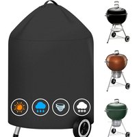 Wasserdichte, runde Grillabdeckung für den Außenbereich, 420D Oxford-Gewebe, winddicht, UV-Schutz, Grillabdeckung mit Griffen (71 x 68 cm) – Schwarz von COAVAS