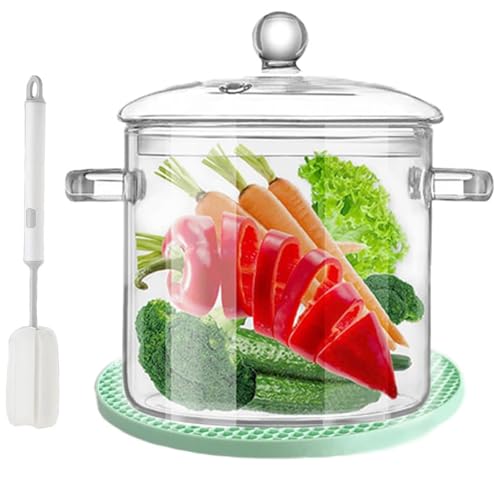 Klarglas-Simmertopf mit Deckel zum Kochen, Potpourri-Kochgeschirr, Stielkasserolle, 3 l, große Töpfe für Herdplatte, große sichere Borosilikatpfannen von COBKSXUEP