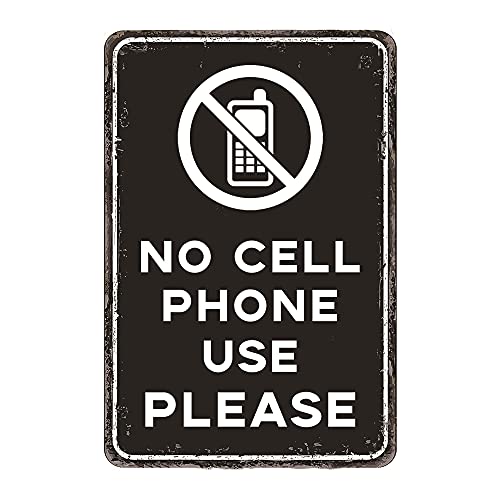 COCAINK Metall-Blechschild "No Cell Phone Use Please Silence Cellphones". Schild für den Außenbereich, Sicherheit, Bauernhof, Warnung, Dekoration, Metall von COCAINK