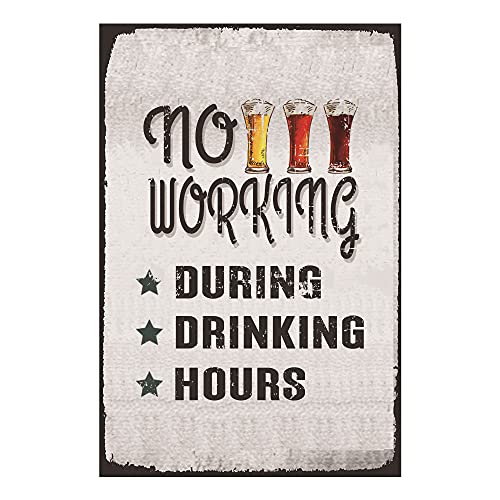 COCAINK Metall-Blechschild mit Aufschrift "No Working during Drinking Hours", Retro-Poster, Café für Zuhause, Kaffee, Wanddekoration von COCAINK