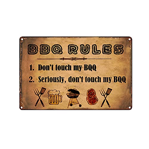 COCAINK Metallschild BBQ Rules for Garage Bar Restaurant Home BBQ Shop Nostalgische Wand Industrie Wind Kreative Dekoration Schild von COCAINK