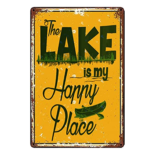 COCAINK Metallschild mit Aufschrift "The Lake is My Happy Place" von COCAINK