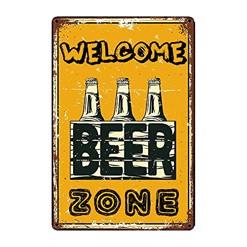 COCAINK Welcome Beer Zone Blechschild Vintage Dekor Home Bar Höhle Wanddekoration Bier Metall Straßenschild von COCAINK