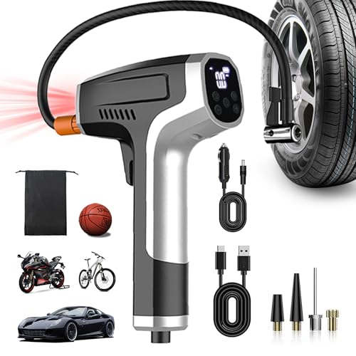 COCCKO Elektrische Luftpumpe Akku 150PSI – 5-in-1 Kabellose Auto/Fahrradpumpe mit SOS-LED, LCD-Display, Powerbank & Franz. Ventil von COCCKO