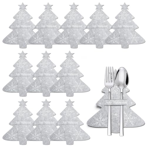 COCHIE Besteckhalter Weihnachten, 12 Stück Bestecktasche Weihnachten Filz, Grau Weihnachtsbaum Bestecktaschen,Weihnachts Messer Gabeln Löffel Bestecktasche, für Tischdeko Weihnachten Weihnachtsdeko COCHIE Besteckhalter Weihnachten, 12 Stück Bestecktasche Weihnachten Filz, Grau Weihnachtsbaum Bestecktaschen,Weihnachts Messer Gabeln Löffel Bestecktasche, für Tischdeko Weihnachten Weihnachtsdeko von COCHIE