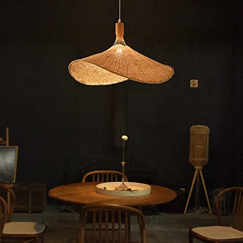 COCOL E27 Kronleuchter Vintage Deckenlampe Bambus Rattan - Laterne Kreative Deckenleuchte E27 Retro-Leuchte LED-Für Das Schlafzimmer Restaurant Schlafzimmer Wohnzimmer Cafe Lighting,30cm von COCOL