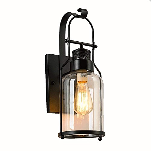 COCOL Kreative ländliche Flur Schlafzimmer Nachtglaswand Lampe Retro-Stil bar industrielle Beleuchtung (farbe : Schwarz) von COCOL