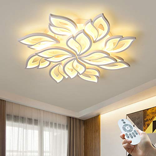 COCOL LED Deckenlampe Blütenblatt Deckenleuchte Dimmbar Mit Fernbedienung Deckenlicht Wohnzimmer Beleuchtung Metall Acryl Material Korridor Schlafzimmer Halle Dekoration Lampe,12 Heads/Ø100cm von COCOL