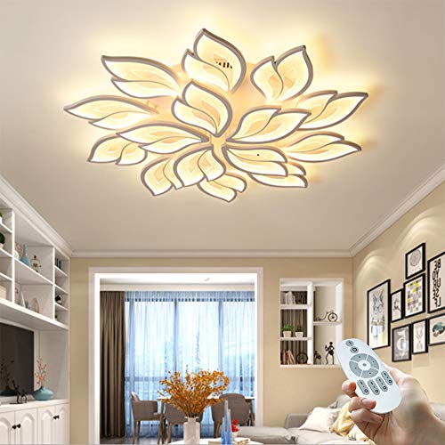 COCOL LED Deckenlampe Blütenblatt Deckenleuchte Dimmbar Mit Fernbedienung Deckenlicht Wohnzimmer Beleuchtung Metall Acryl Material Korridor Schlafzimmer Halle Dekoration Lampe,15 Heads/Ø115cm von COCOL