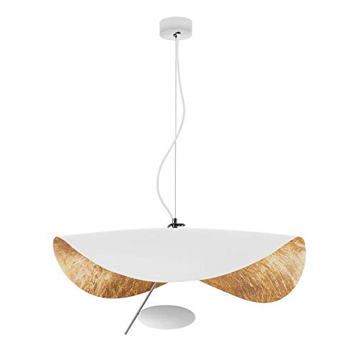 COCOL LED Hängelampe Persönlichkeit Hängeleuchte Hut Mode Kreative Blattgold Pendelleuchte Hängende Linie Höhenverstellbar LED Restaurant Schlafzimmer Lounge Cafe Bar Pendellampe Weiß (White) von COCOL