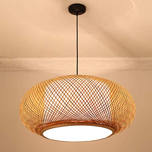 COCOL Retro Bambus Gewebte Lampe Handgewebter Pendelleuchte Hängeleuchten Höhenverstellbarer E27 Hängeleuchte Geeignet Für Teestube Wohnzimmer Arbeitszimmer Kronleuchter Nachtlicht,50cm von COCOL