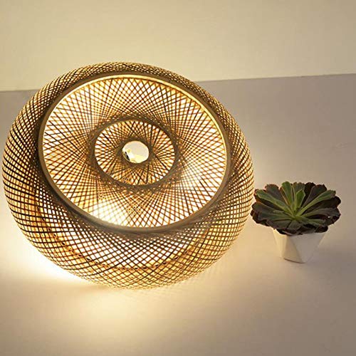 COCOL Retro Bambus Weblampe Land Deckenleuchte Natürliche Bambus Und Rattan Deckenlampe Pendelleuchte Teestube Beleuchtungssystem Balkon Korridor Dekoration Lampe,50cm von COCOL