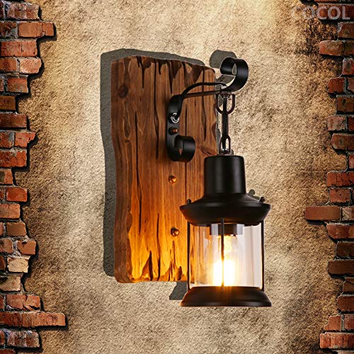 Retro Holz Wandleuchte Korridor Lampe Retro Restaurant Tragbare Wandlampe E27 Schraubmund Massivholz Handwerkskunst Ist Geeignet Für Restaurant Cafe Beleuchtungssystem,Type a von COCOL