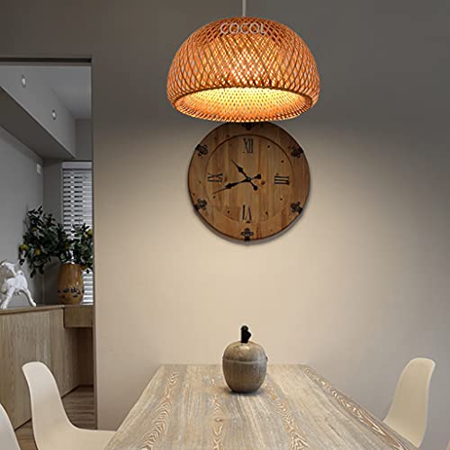 Vintage Deckenlampe Bambus Rattan - Laterne Kreative Deckenleuchte Runde Deckenleuchte E27 Retro-Leuchte LED-Für Das Schlafzimmer Restaurant Schlafzimmer Wohnzimmer Cafe Teehaus Lighting,30cm von COCOL