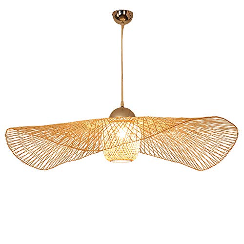 COCOL E27 Lampe Deckenlampe Retro Lampen Kreative Licht Handgewebte Bambus Lampenschirm Hängelampe Hängend Leuchte Restaurant Deckenleuchte Wohnzimmer Küche Café Dekorative Pendelleuchte,45cm von COCOL