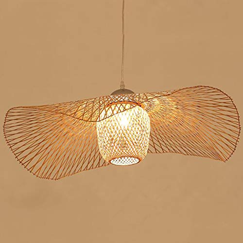 COCOL E27 Lampe Deckenlampe Retro Lampen Kreative Licht Handgewebte Bambus Lampenschirm Hängelampe Hängend Leuchte Restaurant Deckenleuchte Wohnzimmer Küche Café Dekorative Pendelleuchte,55cm von COCOL