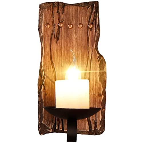 Holz Retro Lichter Rustikale Wohnzimmer Wandlampe EZ7 Lampe Wandleuchte Schlafzimmerwand Einfach Kreativ Vintage Antik Glas Lampenschirm Nostalgie Innen Loft Zimme Design Leuchte,B von COCOL