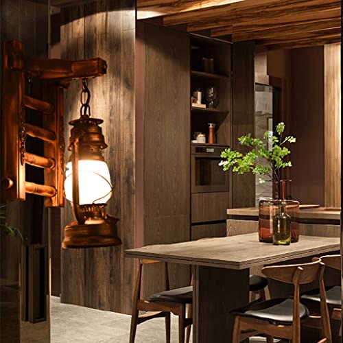 Holz Retro Lichter Rustikale Wohnzimmer Wandlampe EZ7 Lampe Wandleuchte Schlafzimmerwand Einfach Kreativ Vintage Antik Glas Lampenschirm Nostalgie Innen Loft Zimme Design Leuchte,C von COCOL