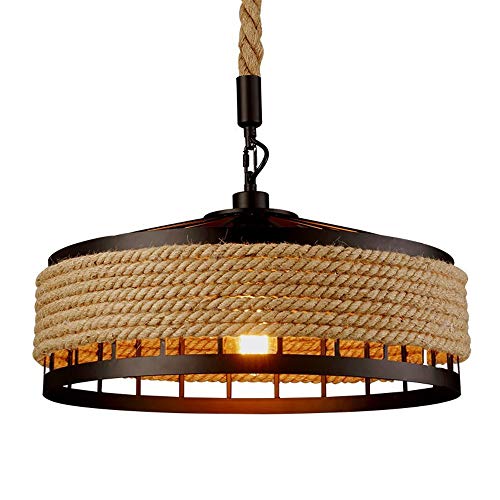 COCOL Kronleuchter Deckenleuchte Pendellampe, Retro Industrie Hanfseil Kronleuchter Pendellampe Metal Seil Pendelleuchte Wohnzimmer Esszimmer Bar Balkon/Nicht enthalten Glühbirnen (Color : K) von COCOL