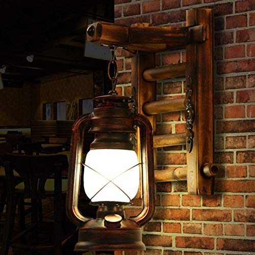 Retro Bambusleiter Wandleuchte Korridor Innenwandlampe Massivholz Glas Wandleuchter Geeignet Für Dachboden Cafe Restaurant Beleuchtung von COCOL