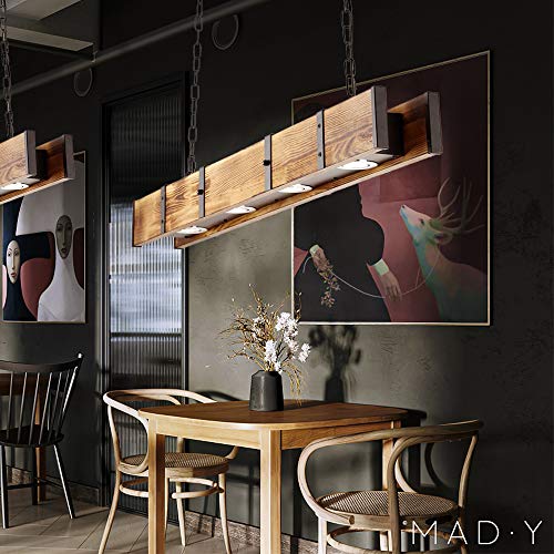 Retro Hängelampe Industrielle Alte Pendellampe Café Scheinwerfer Warmes Licht Massivholz Schmiedeeisen Pendelleuchte Restaurant Esstisch Bar Beleuchtung Kronleuchter Dekorative Licht von COCOL