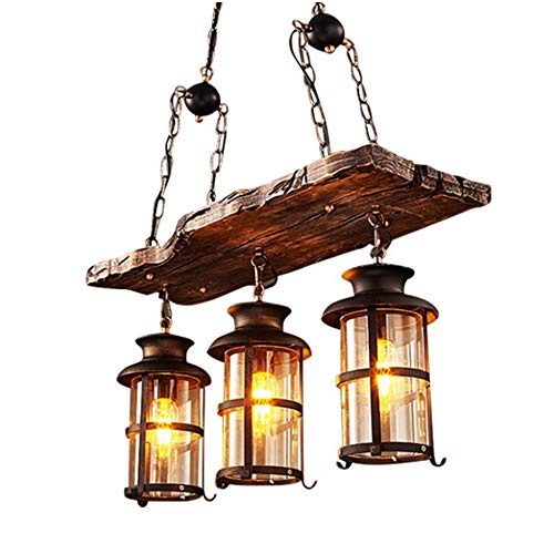 Retro Holz Pendelleuchte Beleuchtung Hängeleuchte E27 Schraube Hängelampe Massivholz Schmiedeeisen Geeignet Für Restaurant Und Bar Nachtbeleuchtung Energiesparlampen,3 heads Retro Holz Pendelleuchte Beleuchtung Hängeleuchte E27 Schraube Hängelampe Massivholz Schmiedeeisen Geeignet Für Restaurant Und Bar Nachtbeleuchtung Energiesparlampen,3 heads von COCOL