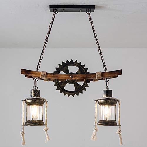 Retro Pendelleuchte Industrielehrer Pendellampe Ausrüstung Massivholz E27 Hängelampe Esszimmer Beleuchtung Kronleuchter Deckenlampe Einstellbare Höhe Ländlichen Korridor Wohnzimmer Dekorative Licht von COCOL