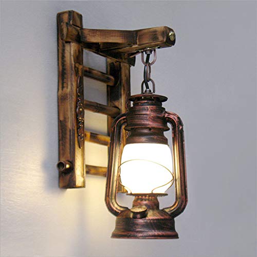 COCOL Retro Wandleuchte Korridor Beleuchtung Wandlampe Persönlichkeit Kreative Wandleuchte Lampe Nachtlampe Schlafzimmer Wohnzimmer Studie Beleuchtungssystem E27 Rotes Kupfer Milchglas von COCOL