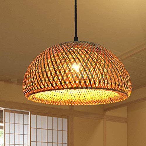 Vintage Bambus Pendellampe Handgemachte Bambus Gewebte Lampe Land Hängelampe Höhenverstellbare E27 Esszimmer Schlafzimmer Wohnzimmer Beleuchtung Kronleuchter Dekorative Lampe,45cm von COCOL