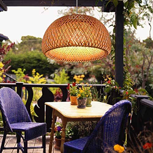 Vintage Deckenlampe Bambus Rattan - Laterne Kreative Deckenleuchte Runde Deckenleuchte E27 Retro-Leuchte LED-Für Das Schlafzimmer Restaurant Schlafzimmer Wohnzimmer Cafe Teehaus Lighting,60cm von COCOL