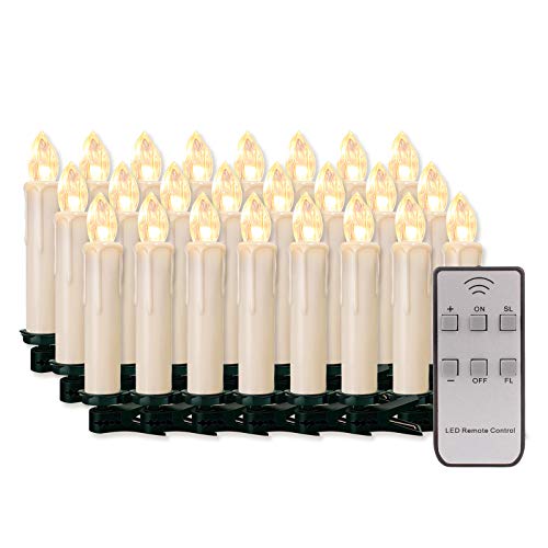 20/30/40/50/60 stk LED Kerzen Lichterkette Kabellos Dimmbar Kerzenlichter Flammenlose Weihnachtskerzen für Weihnachtsbaum, Weihnachtsdeko, Hochzeit, Geburtstags, Party (milchweisse Hülle, 40stk) von Forever Speed