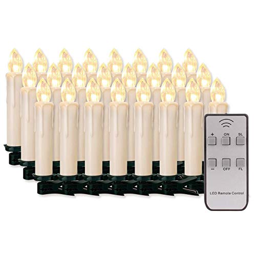 20/30/40/50/60 stk LED Kerzen Lichterkette Kabellos Dimmbar Kerzenlichter Flammenlose Weihnachtskerzen für Weihnachtsbaum, Weihnachtsdeko, Hochzeit, Geburtstags, Party (milchweisse Hülle, 20stk) von Forever Speed