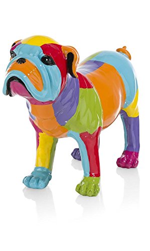 COCOMaison "Dogge Statue als Dekoration, Hundefigur in modernem Design in bunt - handbemalt, Skulptur aus Polyresin, Dog Sculpture - Figur Größe 45x13x32,5 cm von COCOMaison